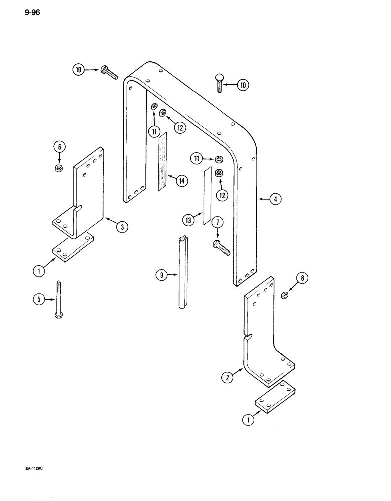 Схема запчастей Case IH 995 - (9-096) - ROLL OVER PROTECTION FRAME, TWO POST ROPS (09) - CHASSIS/ATTACHMENTS