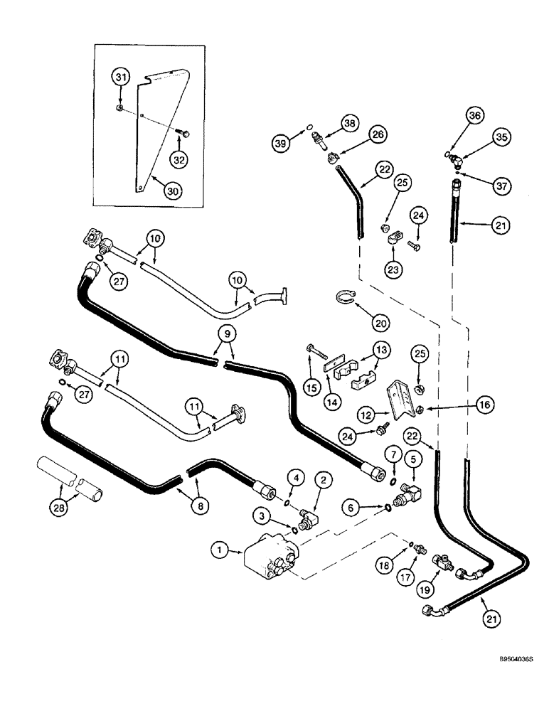 Схема запчастей Case IH 2144 - (5-28) - SELECTOR VALVE HYDRAULIC SYSTEM, POWER GUIDE AXLE, PRIOR TO S/N JJC0173150 (04) - STEERING