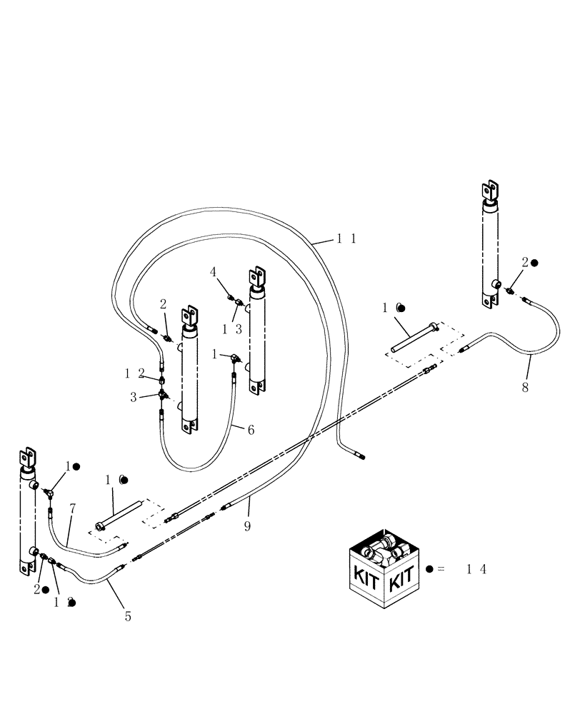 Схема запчастей Case IH DHX211 - (7.03[1]) - HOSES, REEL LIFT, PRIOR TO PIN K01 2001 (07) - HYDRAULICS