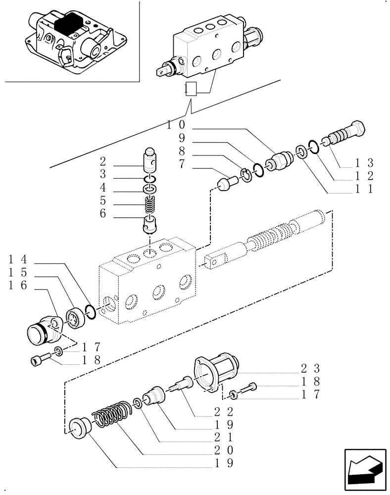 Схема запчастей Case IH MXM120 - (1.82.7/01A) - SIMPLE/DOUBLE-ACTING EXTERNAL CONTROL VALVE BREAKDOWN - C5500 (07) - HYDRAULIC SYSTEM