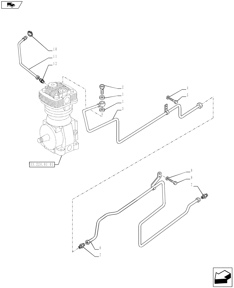 Схема запчастей Case IH PUMA 170 - (33.224.01[04]) - PNEUMATIC TRAILER BRAKE - PIPES (VAR.729385-743170 / 743623; VAR.743171-728385 / 743624; VAR.743169-720178 / 743625) (33) - BRAKES & CONTROLS