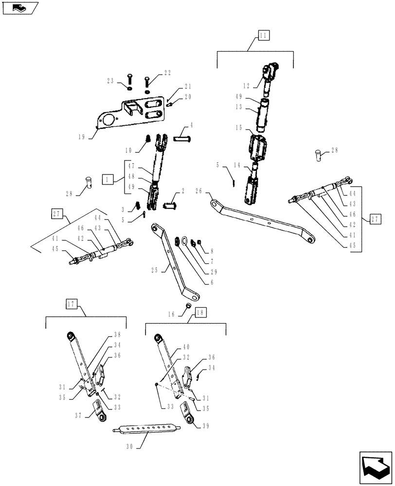 Схема запчастей Case IH FARMALL 55A - (35.120.03) - LIFT LINKS AND LOWER LINKS (35) - HYDRAULIC SYSTEMS