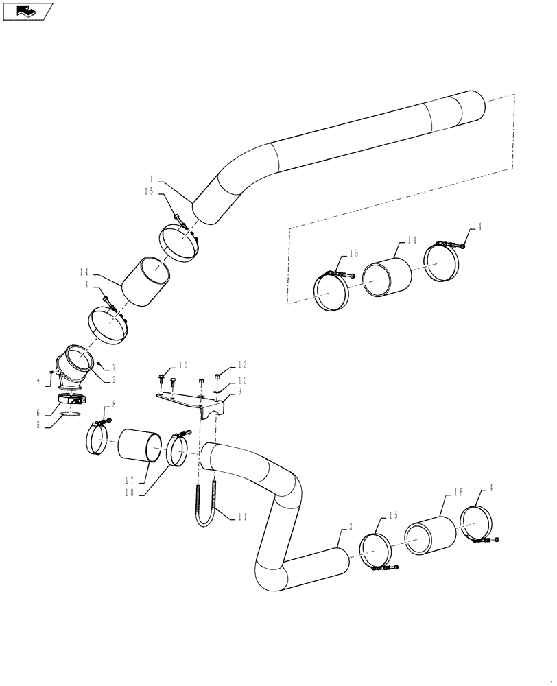 Схема запчастей Case IH 6130 - (10.250.02) - CHARGE AIR COOLER INTAKE TUBES, 61/7130 (10) - ENGINE