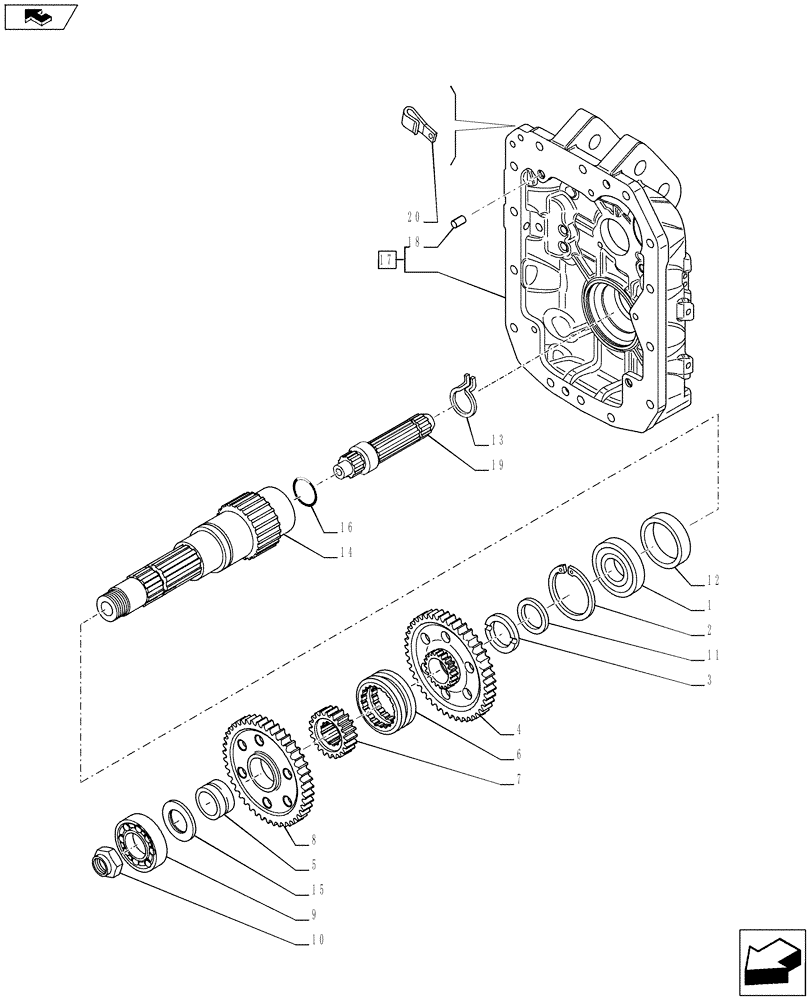 Схема запчастей Case IH PUMA 230 - (31.114.04[01]) - 4 SPEED ELECTRICALLY SHIFTABLE PTO 540/540E/1000/1000E - SHAFT AND GEARS (VAR.743349 / 743611) (31) - IMPLEMENT POWER TAKE OFF