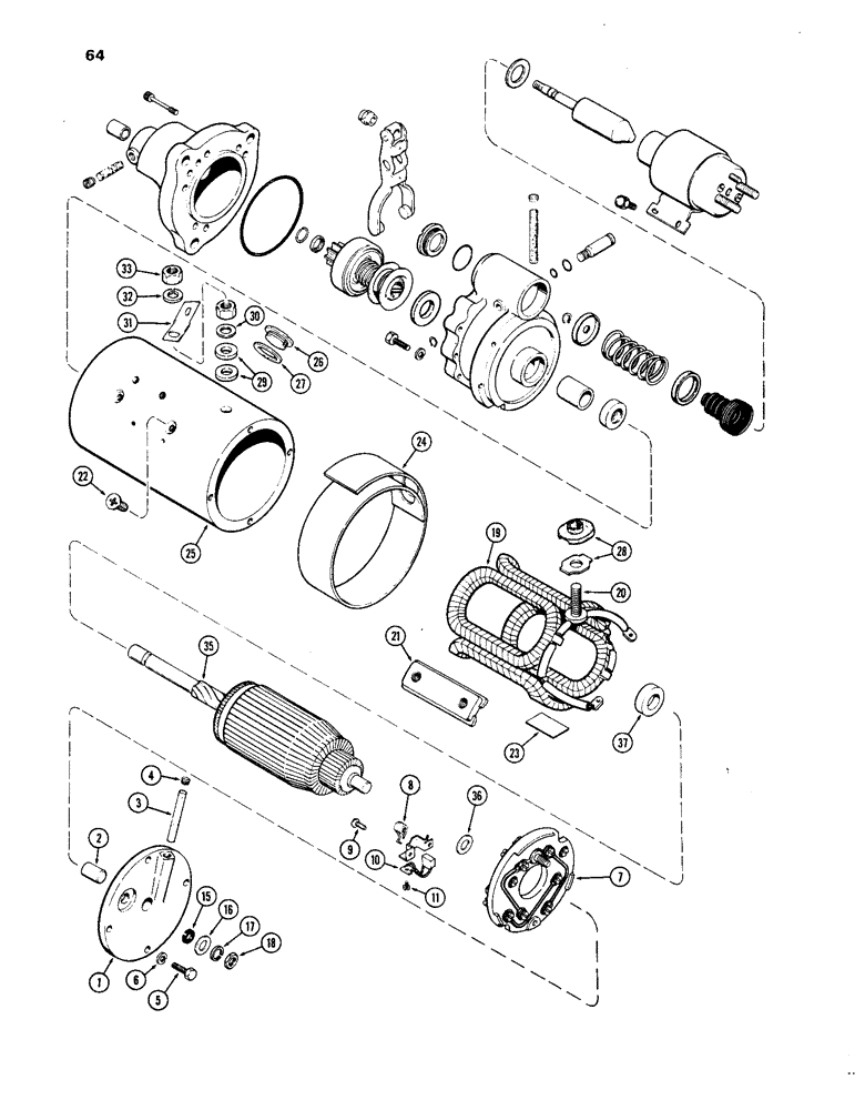 Схема запчастей Case IH 1270 - (064) - A64907 STARTER, 451BDT, DIESEL ENGINE, FIRST USED TRACTOR SERIAL NUMBER 8696753 (04) - ELECTRICAL SYSTEMS