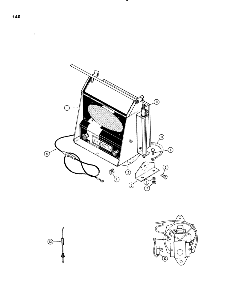 Схема запчастей Case IH 1270 - (140) - RADIO, FENDER MOUNTED (04) - ELECTRICAL SYSTEMS