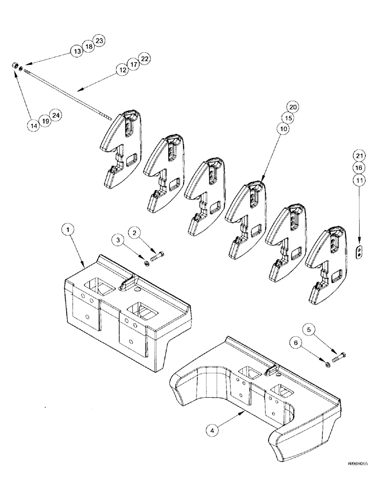 Схема запчастей Case IH MX270 - (9-004) - FRONT WEIGHTS, N.A. ONLY (09) - CHASSIS/ATTACHMENTS