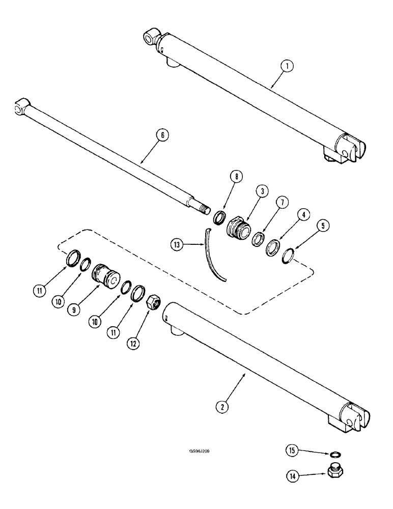 Схема запчастей Case IH 1660 - (8-82) - UNLOADER TUBE SWING CYLINDER (07) - HYDRAULICS