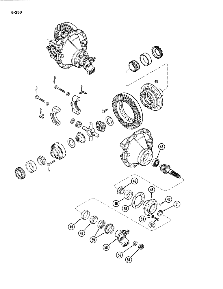 Схема запчастей Case IH 4494 - (6-250) - REAR AXLE DIFFERENTIAL AND CARRIER, PRIOR TO AXLE SERIAL NO. 13015953 (06) - POWER TRAIN