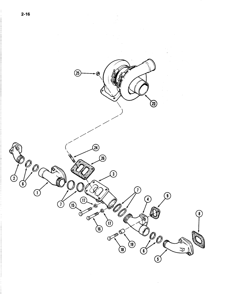 Схема запчастей Case IH 4894 - (2-16) - EXHAUST MANIFOLD 674 CUBIC INCH DIESEL ENGINE (02) - ENGINE