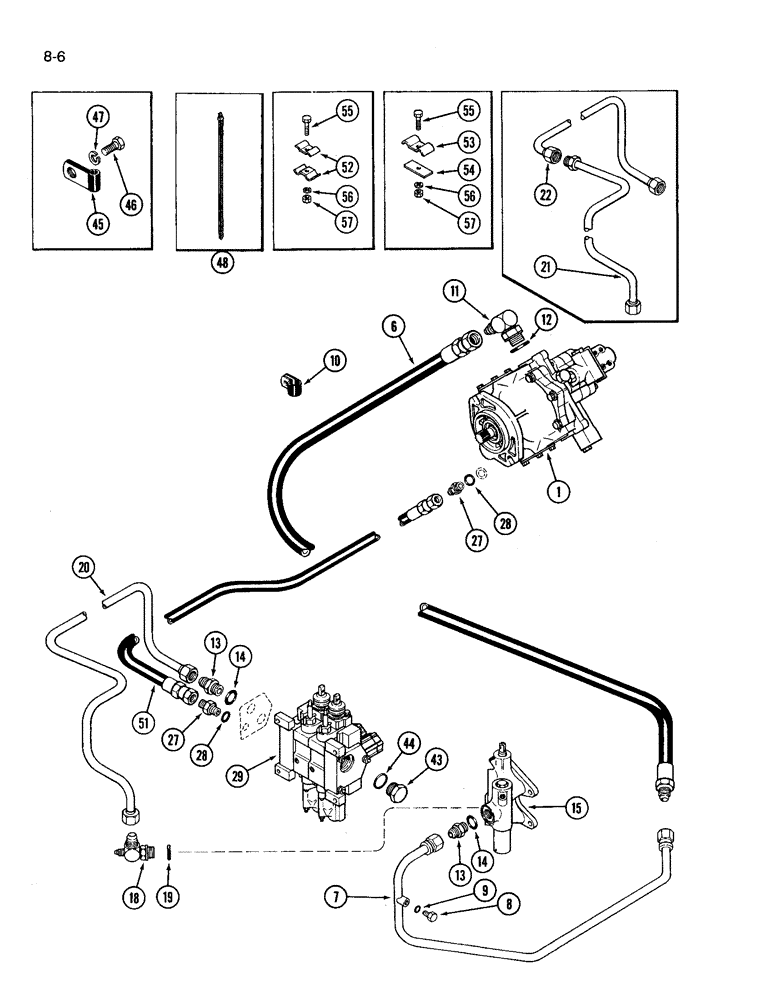 Схема запчастей Case IH 3394 - (8-06) - HYDRAULICS, GEAR, PISTON PUMP AND HYDRAULIC LINES, WITHOUT HITCH (08) - HYDRAULICS