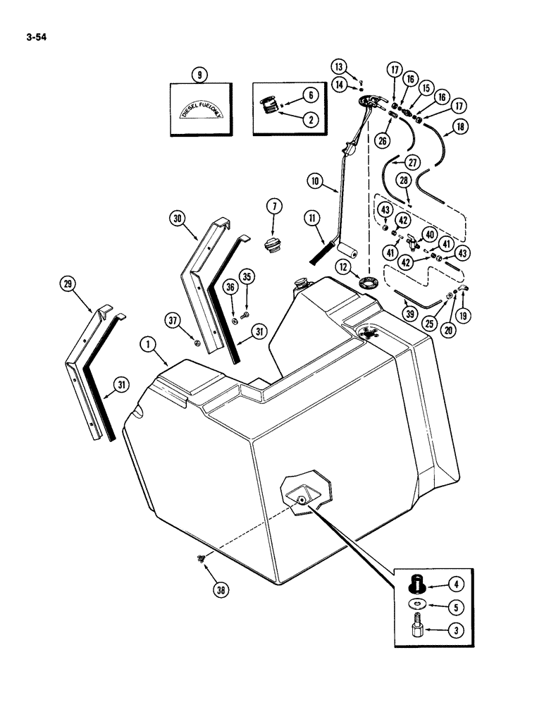 Схема запчастей Case IH 2094 - (3-54) - FUEL TANK AND LINES, 504BD DIESEL ENGINE (03) - FUEL SYSTEM