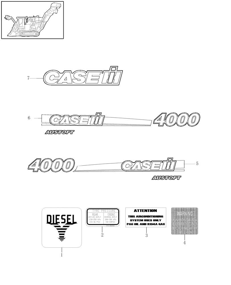 Схема запчастей Case IH A4000 - (C06.01[01]) - DECALS Engine & Engine Attachments