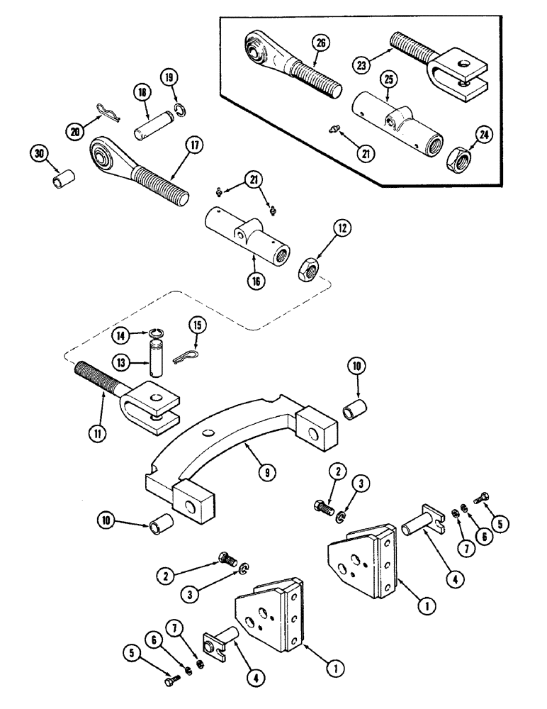 Схема запчастей Case IH 4690 - (9-332) - THREE POINT HITCH, ADJUSTING TURNBUCKLE, PRIOR TO P.I.N. 8860450 AND AFTER (09) - CHASSIS/ATTACHMENTS