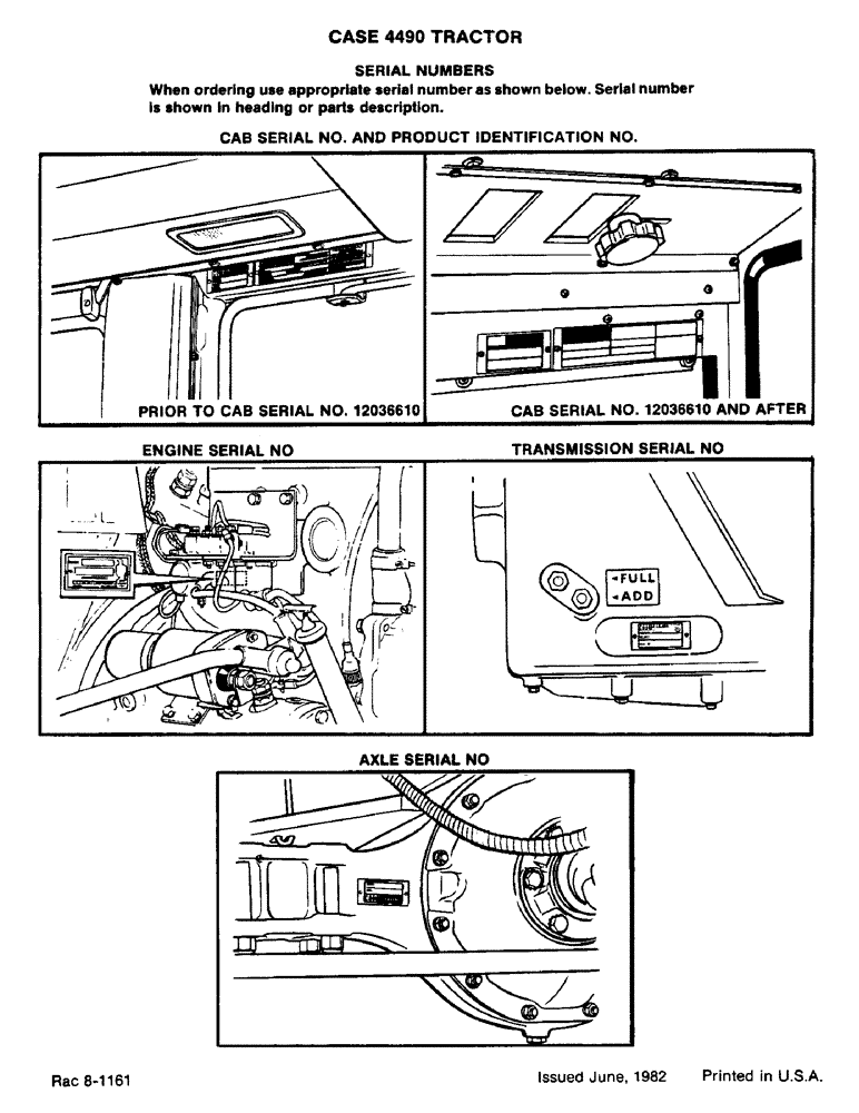 Схема запчастей Case IH 4490 - (1-004) - SERIAL NUMBERS (00) - PICTORIAL INDEX