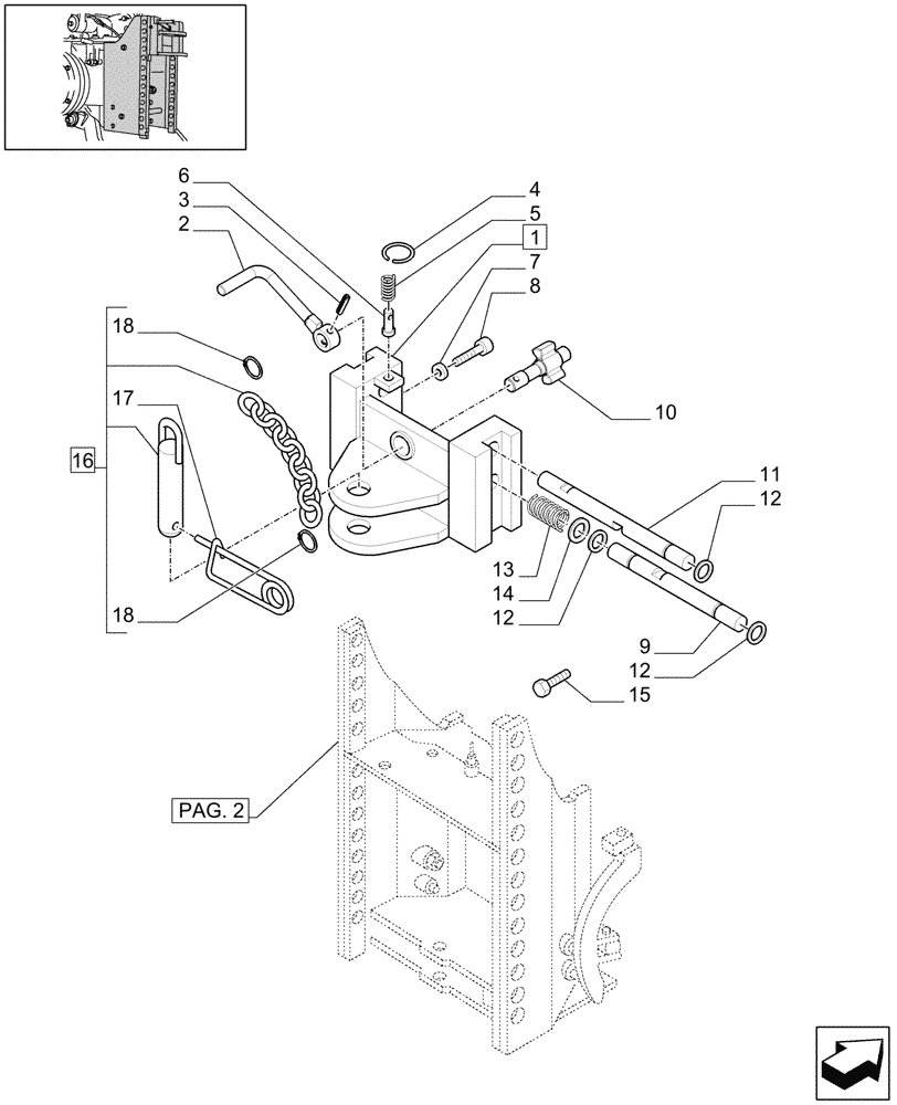 Схема запчастей Case IH JX1095N - (1.89.0/01[01]) - (VAR.572-891) FIXED HOOK, CAT. "C", VERTICAL ADJUST SLIDING (09) - IMPLEMENT LIFT