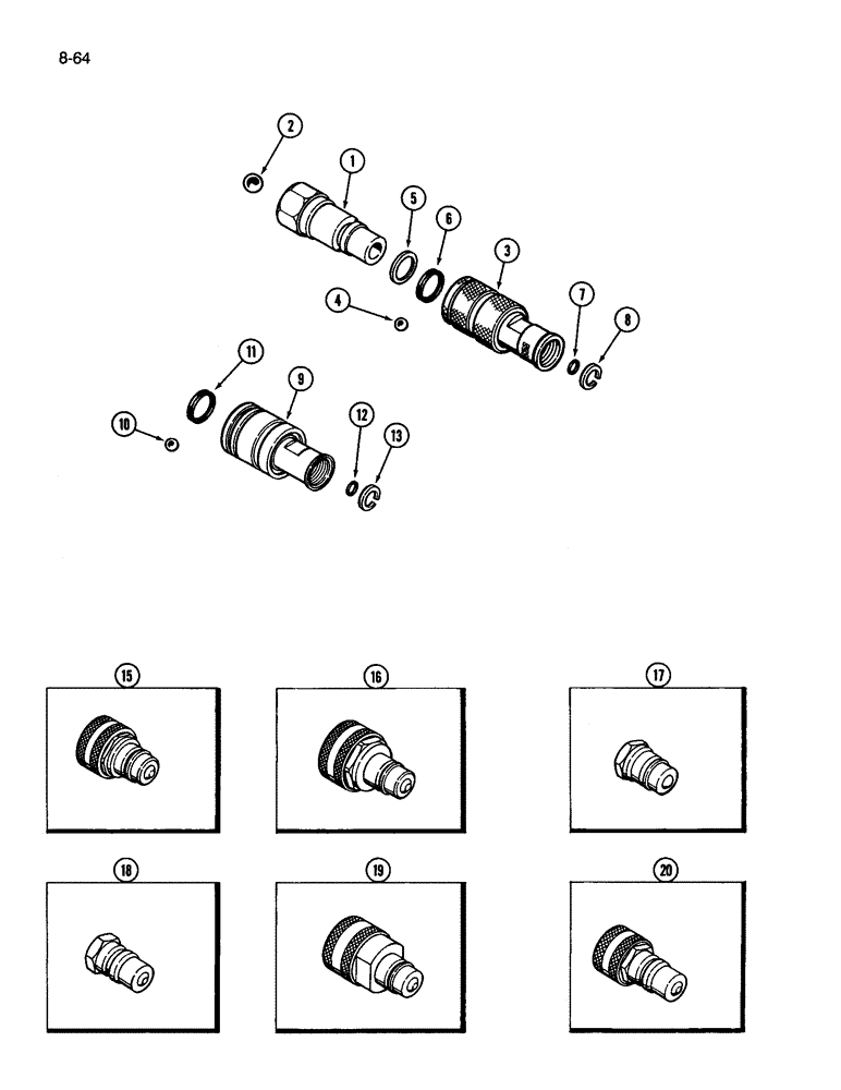 Схема запчастей Case IH 3594 - (8-064) - REMOTE HYDRAULIC HOSE COUPLINGS (08) - HYDRAULICS