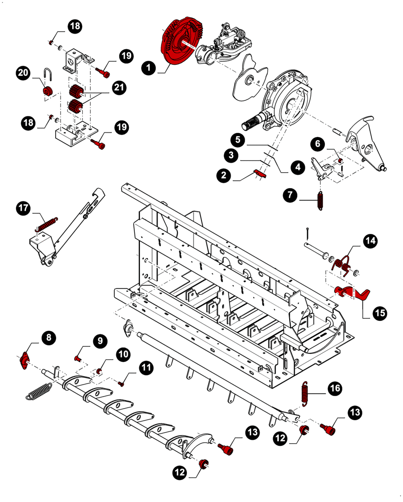 Схема запчастей Case IH LBX332S - (00.00LB008[01]) - MAINTENANCE PARTS, KNOTTERS - GEARBOX, TWINE TENSIONER, TRIP MECHANISM & TUCKER ARM (00) - GENERAL