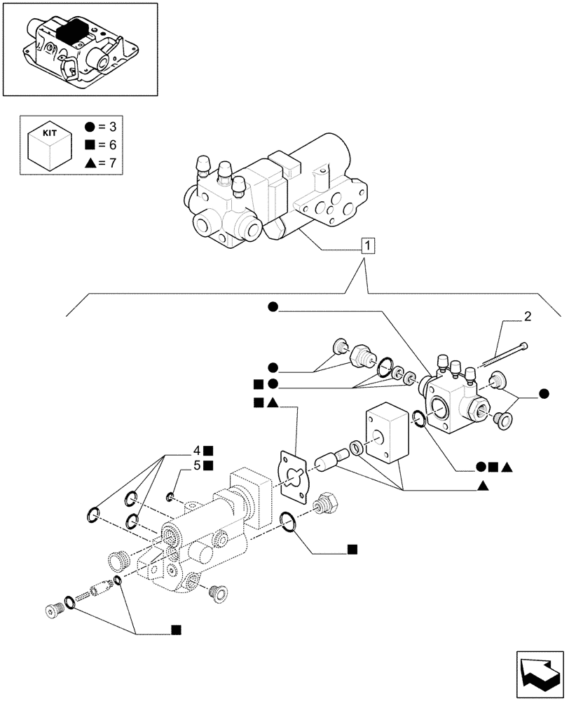 Схема запчастей Case IH MAXXUM 115 - (1.82.713/ A) - TRAILER BRAKE VALVE - BREAKDOWN (VAR.330718-330723-331723) (07) - HYDRAULIC SYSTEM