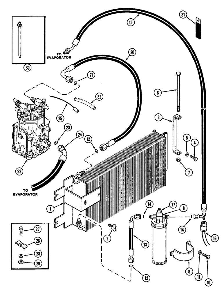 Схема запчастей Case IH 3294 - (9-486) - AIR CONDITIONING, CONDENSER AND RECEIVER-DRIER (09) - CHASSIS/ATTACHMENTS