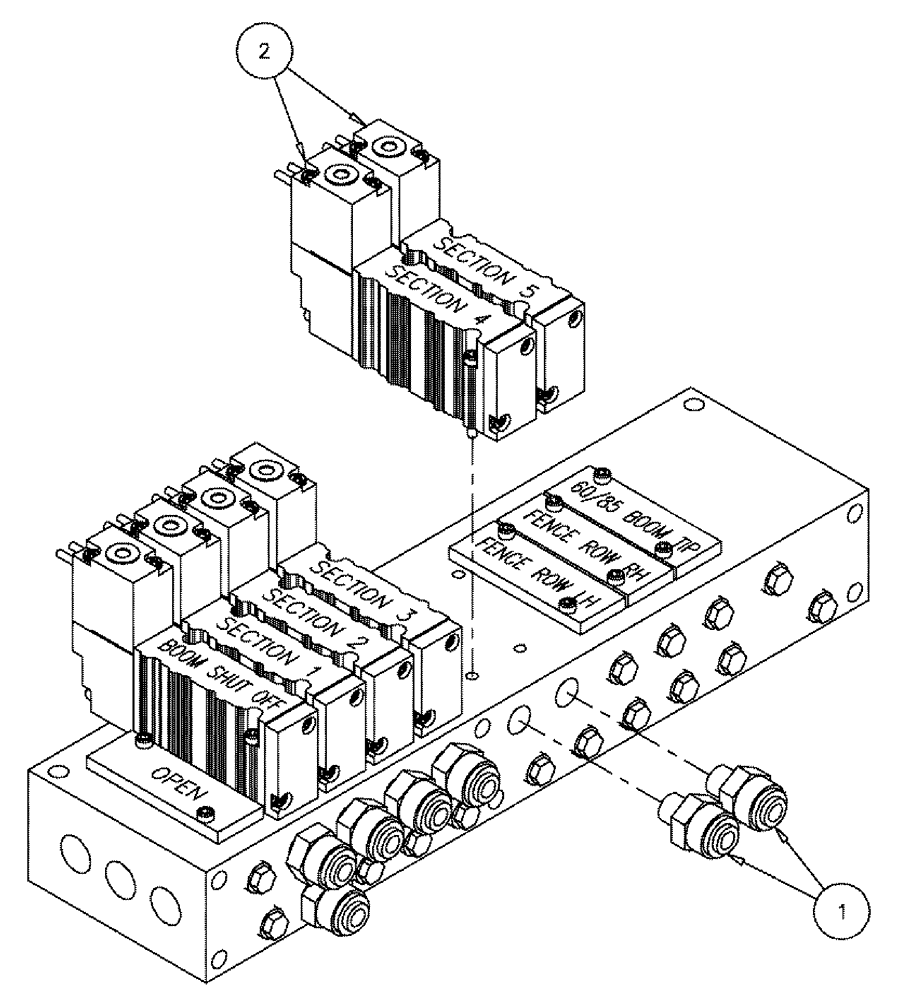 Схема запчастей Case IH 610 - (03-033) - 5 SECTION PNEUMATIC VALVE COMPONENTS (09) - BOOMS