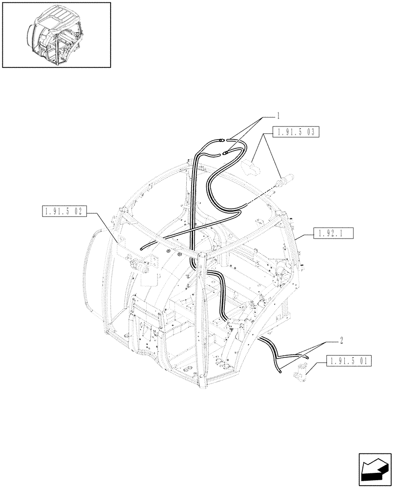 Схема запчастей Case IH PUMA 195 - (1.91.5/01[01]) - WINDSCREEN AND REAR-WINDOW WASHER TUBES (10) - OPERATORS PLATFORM/CAB