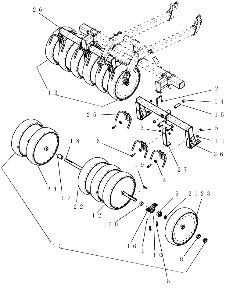 Схема запчастей Case IH ATX700 - (06.020.1) - PACKER, CENTER - 10" SPACING Packer Gang Assemblies and Frames