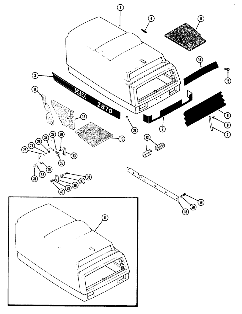 Схема запчастей Case IH 2870 - (352) - FRONT HOOD, FIBERGLASS (09) - CHASSIS/ATTACHMENTS