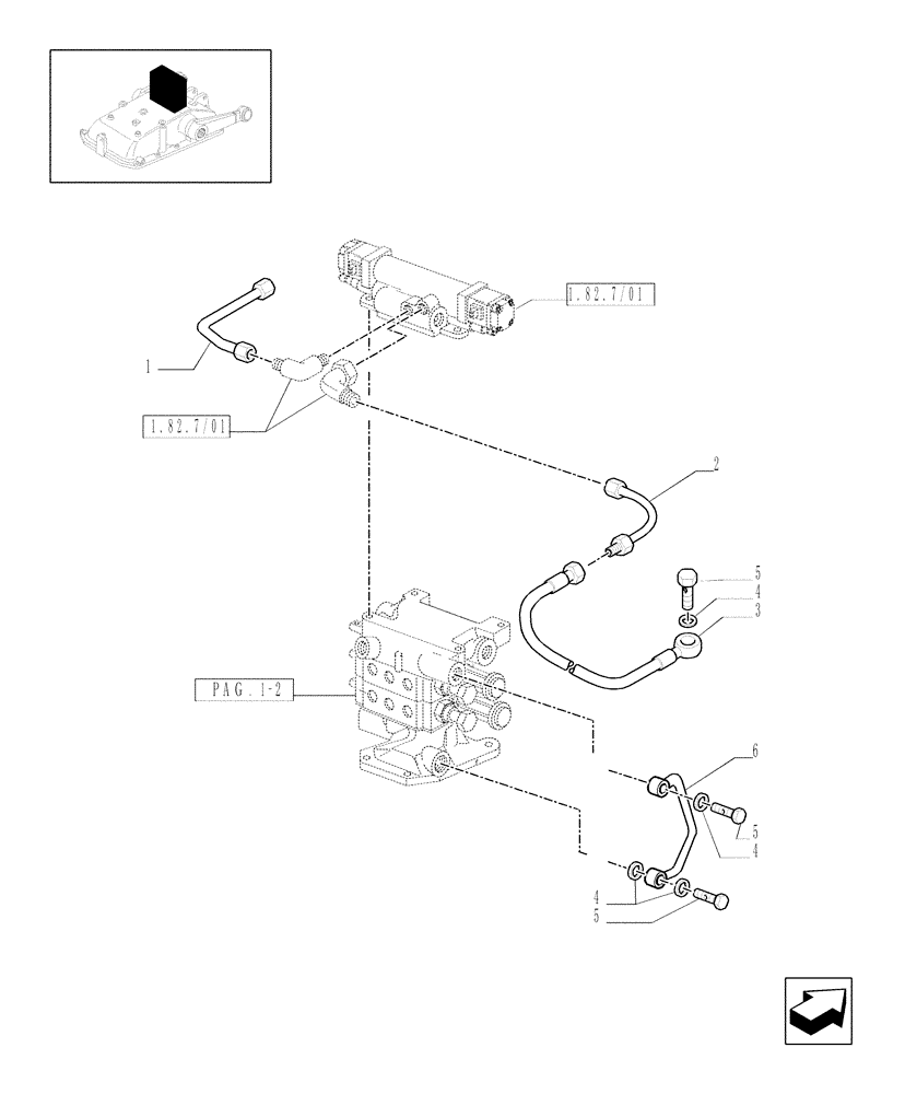 Схема запчастей Case IH JX1095C - (1.82.7/05[03]) - (VAR.028) 2 REAR REMOTE VALVES FOR MID-MOUNT AND EDC - PIPES - C5484 (07) - HYDRAULIC SYSTEM