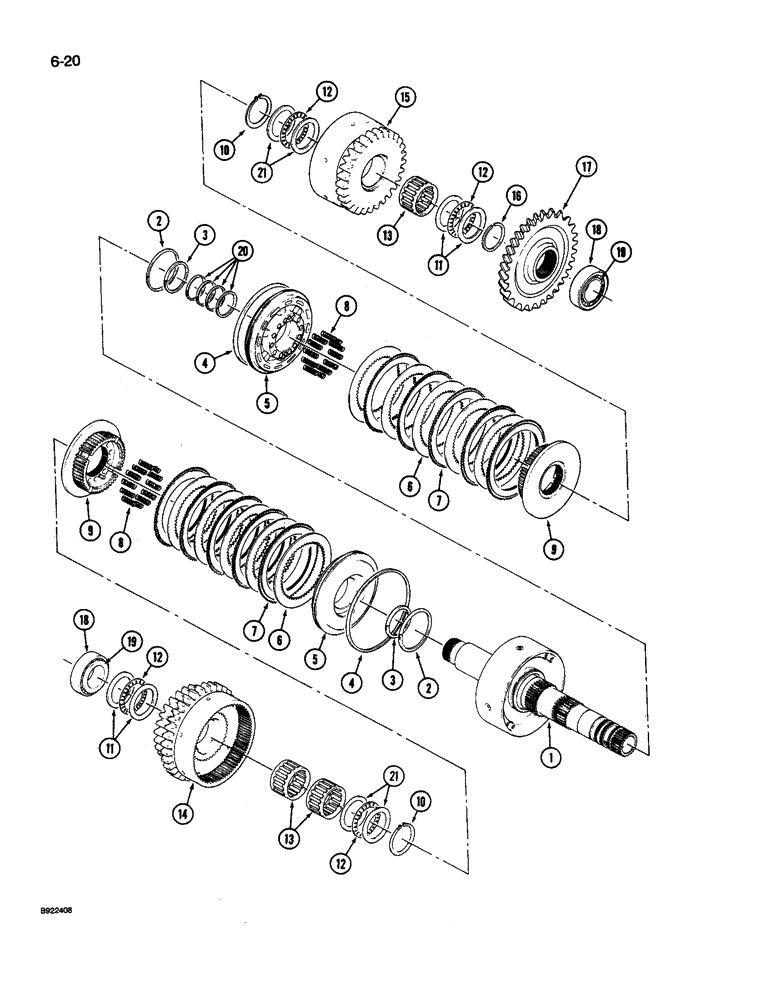 Схема запчастей Case IH 9240 - (6-020) - TRANSMISSION, 7 INCH SECOND CLUTCH PACK (06) - POWER TRAIN