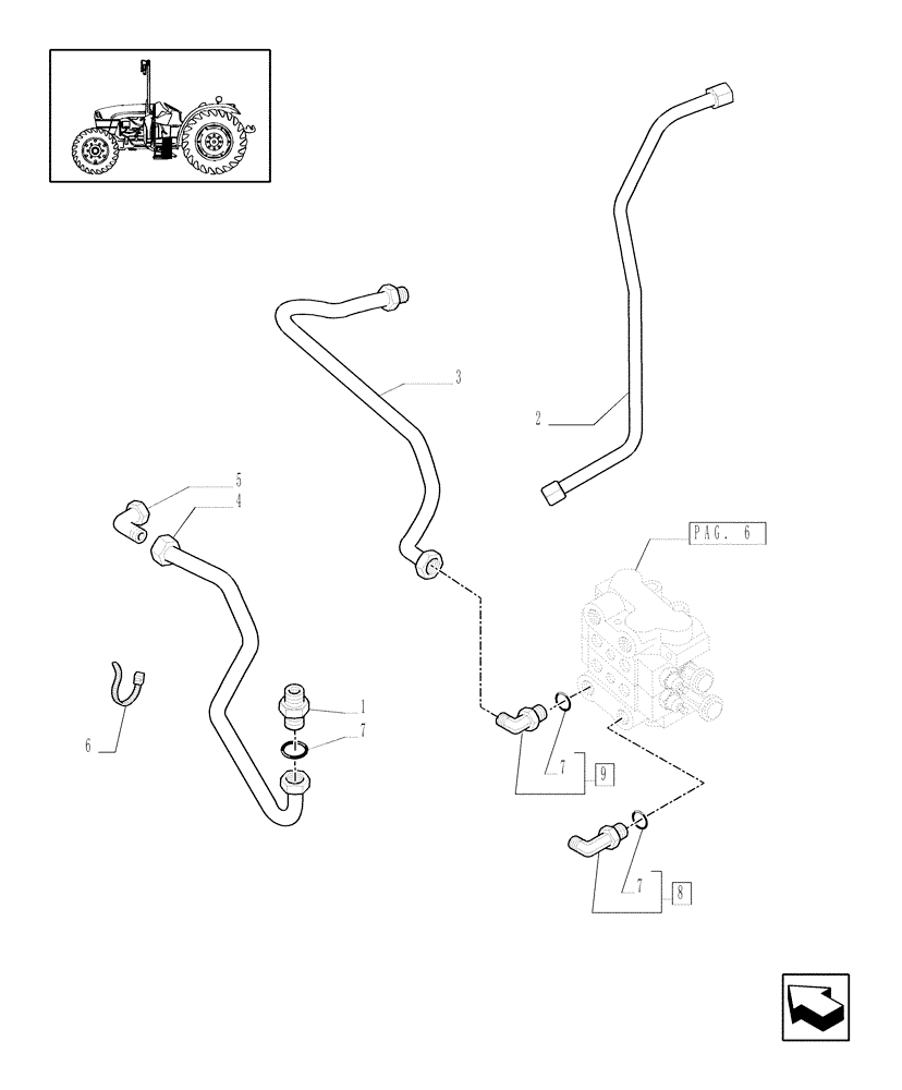 Схема запчастей Case IH JX1095C - (1.82.7/08[09]) - (VAR.125) 2 MID-MOUNT REMOTE VALVES WITH JOYSTICK FOR TRAILER BRAKE VALVE - PIPES - D5484 (07) - HYDRAULIC SYSTEM