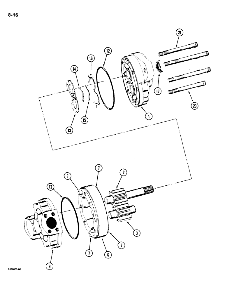 Схема запчастей Case IH 9180 - (8-16) - HYDRAULIC GEAR PUMP ASSEMBLY (08) - HYDRAULICS