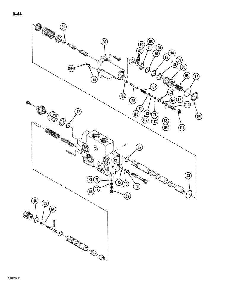 Схема запчастей Case IH STEIGER - (8-044) - HYDRAULIC REMOTE VALVE SECTION, FIRST, SECOND, THIRD AND FOURTH WITH FLOAT (08) - HYDRAULICS