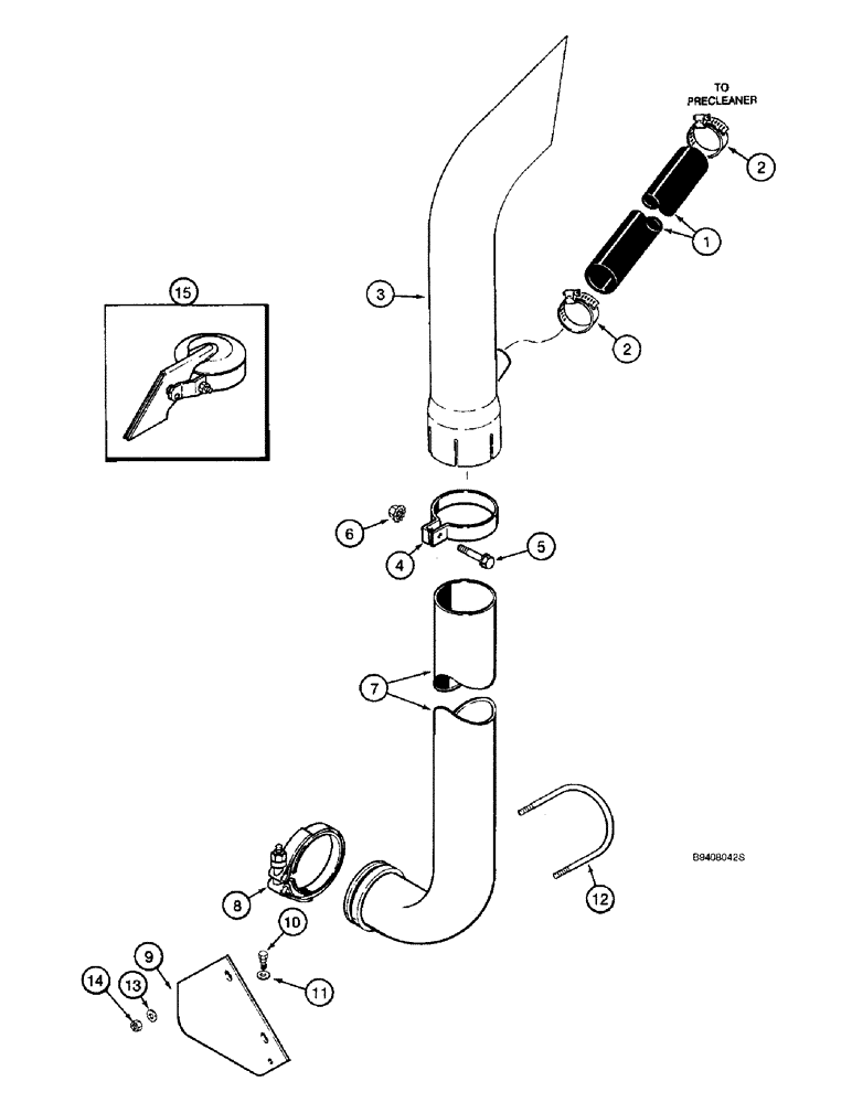 Схема запчастей Case IH 2144 - (2-18) - EXHAUST SYSTEM, PRIOR TO COMBINE P.I.N. JJC0173150 (01) - ENGINE