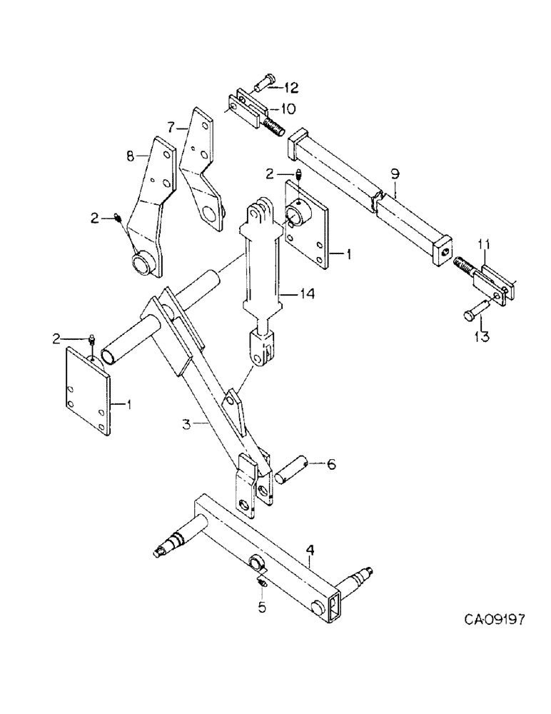 Схема запчастей Case IH 4700 - (A-14) - WING FRAME ROCKSHAFT WITH AXLE AND DEPTH CONTROL, MACHINES W/AXLE PIVOT THRU AXLE TUBE 