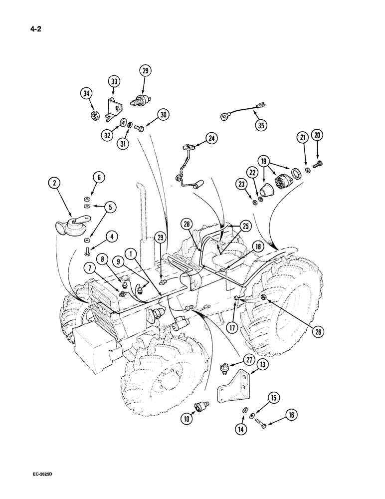 Схема запчастей Case IH 395 - (4-002) - CHASSIS HARNESS AND SWITCHES (04) - ELECTRICAL SYSTEMS