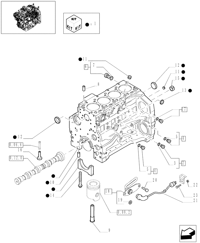 Схема запчастей Case IH JX1080U - (0.04.0) - CRANKCASE (01) - ENGINE