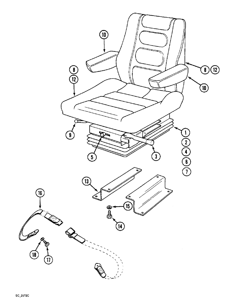 Схема запчастей Case IH 3220 - (9-086) - SUSPENSION SEATS, TRACTOR WITH CAB (09) - CHASSIS/ATTACHMENTS