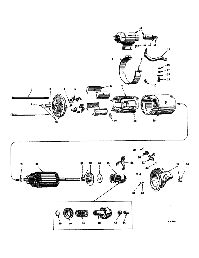 Схема запчастей Case IH 400-SERIES - (184) - ELECTRICAL SYSTEM, DIESEL ENGINE, CRANKING MOTOR, DELCO-REMY (06) - ELECTRICAL SYSTEMS