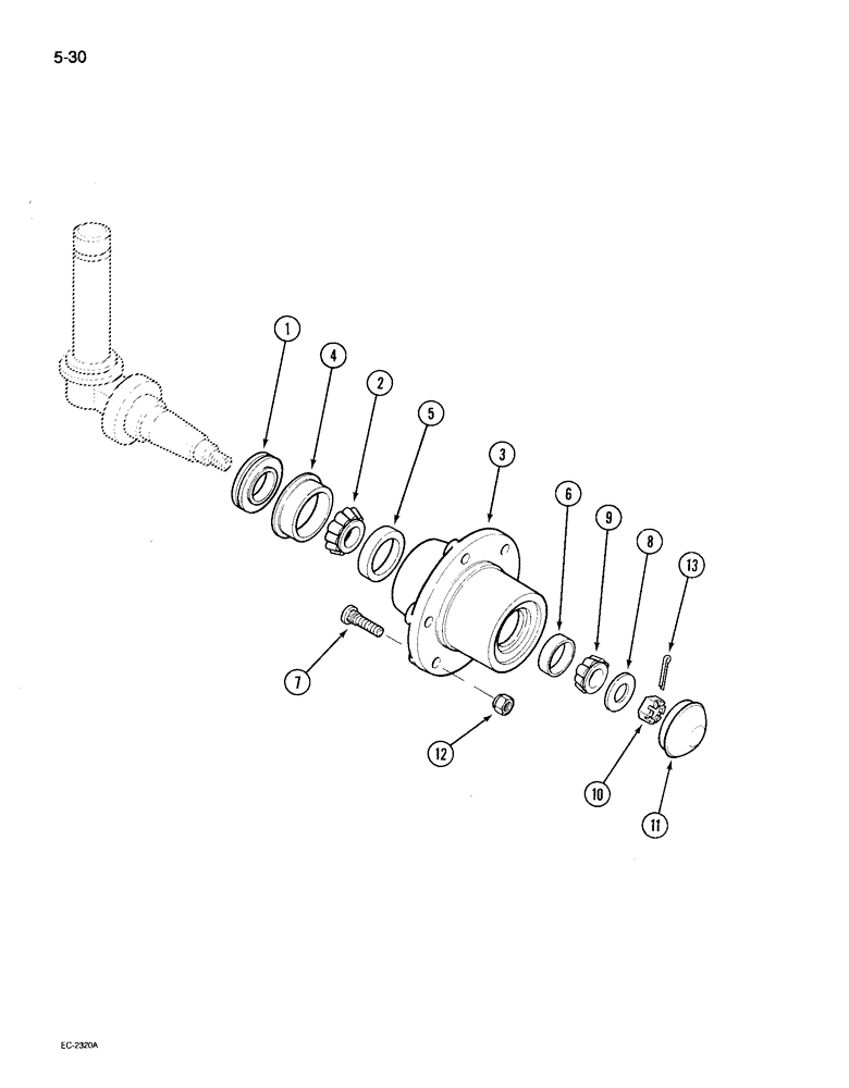 Схема запчастей Case IH 495 - (5-030) - WHEEL HUBS, ADJUSTABLE FRONT AXLES (05) - STEERING