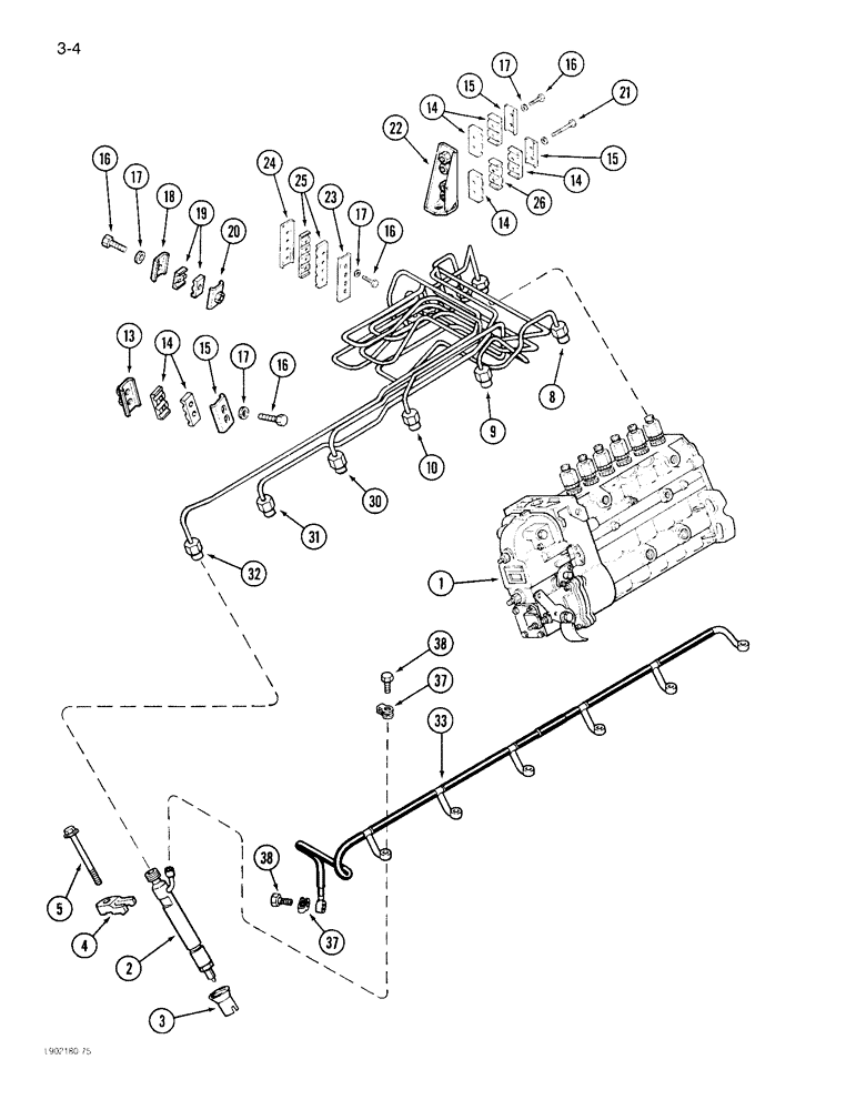 Схема запчастей Case IH 1844 - (3-04) - FUEL INJECTION SYSTEM 6TA-830 ENGINE (02) - FUEL SYSTEM