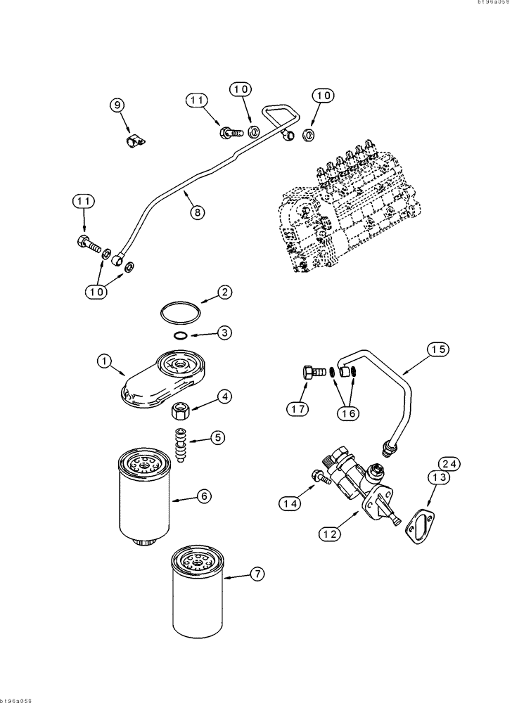 Схема запчастей Case IH 2155 - (3-04) - FUEL FILTER AND TRANSFER PUMP, 6TA-830 ENGINE, PRIOR TO COTTON PICKER P.I.N. JJC0156230 (02) - FUEL SYSTEM