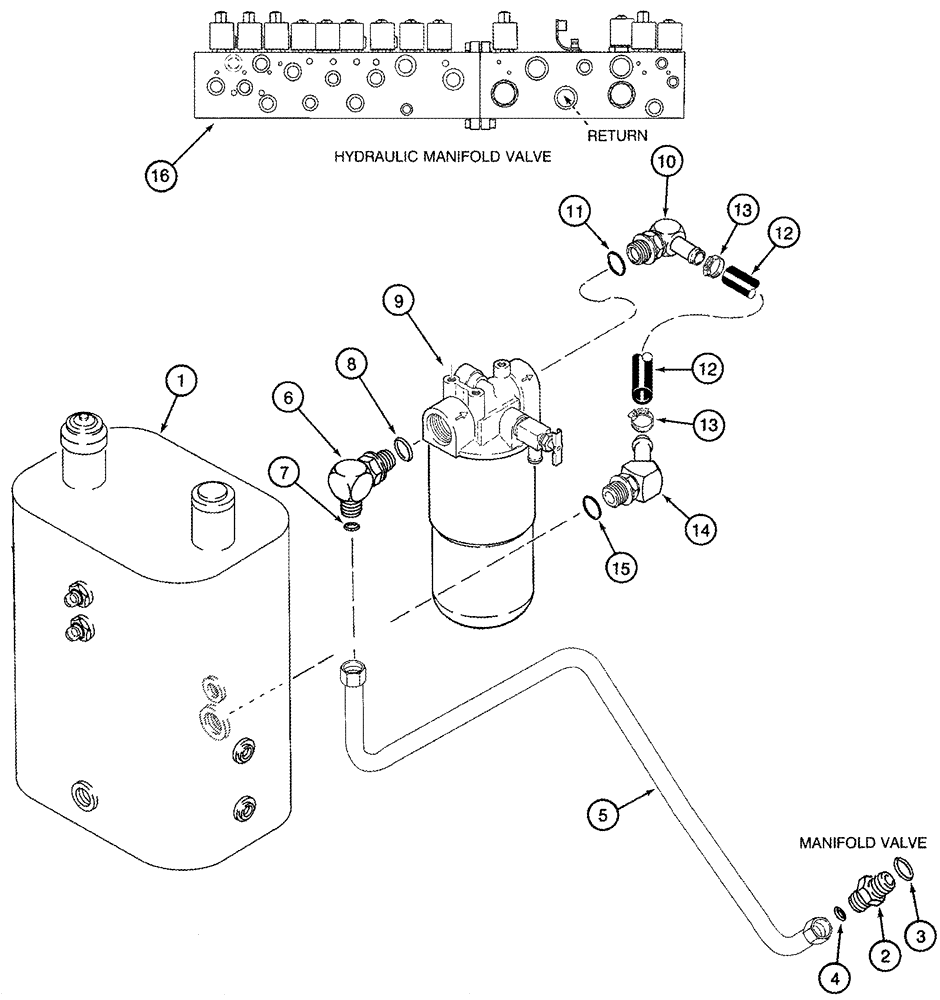 Схема запчастей Case IH 2555 - (08-43) - HYDRAULIC RETURN SYSTEM TO RESERVOIR (07) - HYDRAULICS