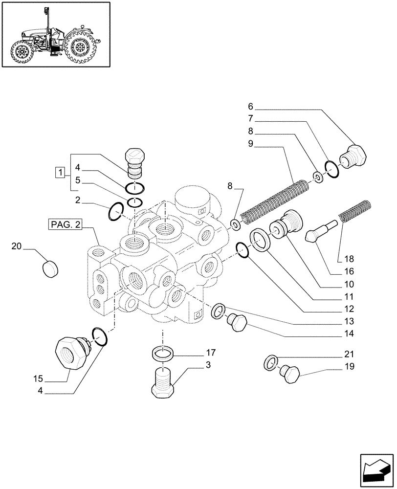 Схема запчастей Case IH JX1060C - (1.33.2/05[01]) - (VAR.826) HYDRAULIC PUMP 16.9 GPM (64L) WITH HEAT EXCHANGER - CAPS AND SOLENOID VALVE (04) - FRONT AXLE & STEERING