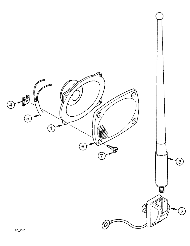 Схема запчастей Case IH 4240 - (9-050) - CAB, RADIO LOUDSPEAKER AND ANTENNA (09) - CHASSIS/ATTACHMENTS