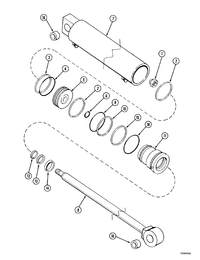 Схема запчастей Case IH L700 - (8-48) - CYLINDER ASSY - BUCKET (L700), 76 MM (3 IN) ID X 451 MM (17.75 IN) STRK (08) - HYDRAULICS