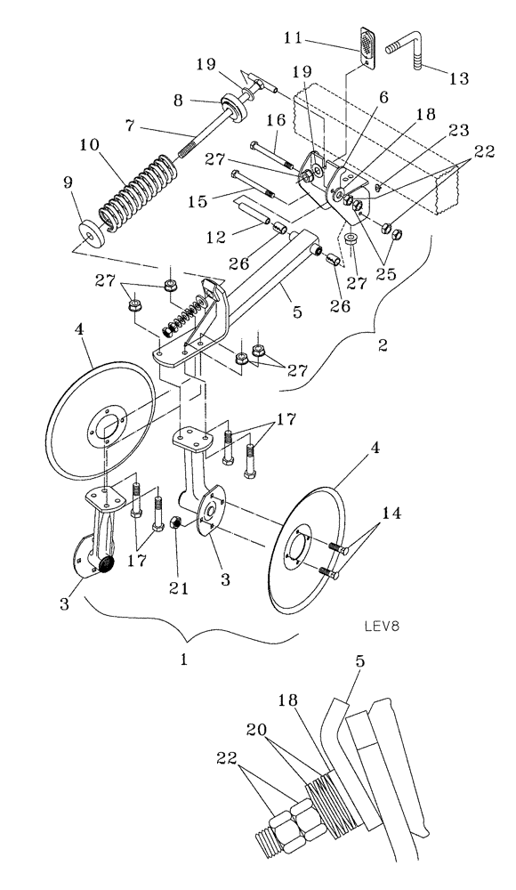 Схема запчастей Case IH 730B - (75.200.10) - DISC LEVELER 2007 AND PRIOR UNITS (09) - CHASSIS/ATTACHMENTS