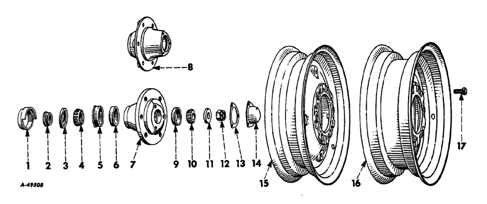 Схема запчастей Case IH 444 - (L-02) - WHEELS AND WHEEL WEIGHTS, FRONT WHEELS Wheels & Wheel Weights