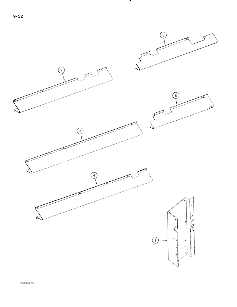 Схема запчастей Case IH 550 - (9-052) - SIDE MAIN DRIVE SHAFT SHIELDS AND SUPPORTS, USED ON ALL MODELS EXCEPT 560 (06) - POWER TRAIN