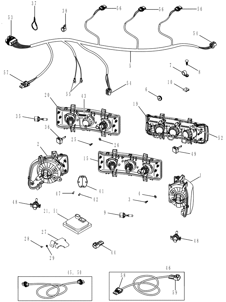 Схема запчастей Case IH MAGNUM 335 - (04-31) - HEADLAMPS, ASN Z6RZ02943 (04) - ELECTRICAL SYSTEMS